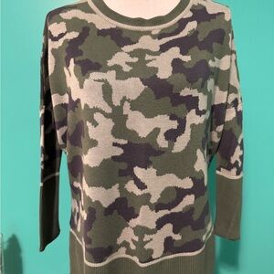 New Directions Green Camo Knit Sweater